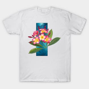 Pink Plumeria Branch with Rectangle T-Shirt